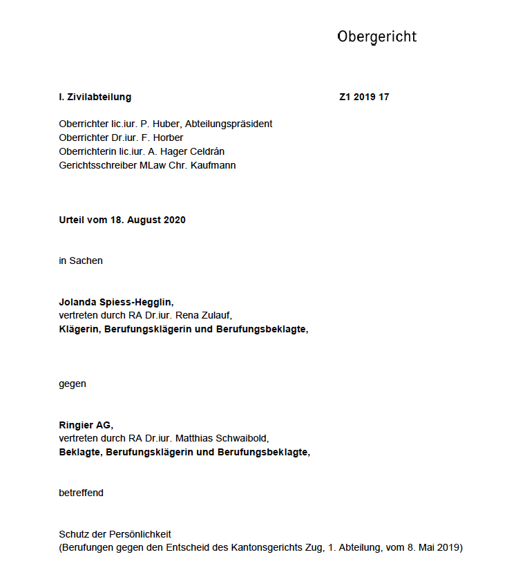 Ringier I: „schwere Persönlichkeitsverletzung”
