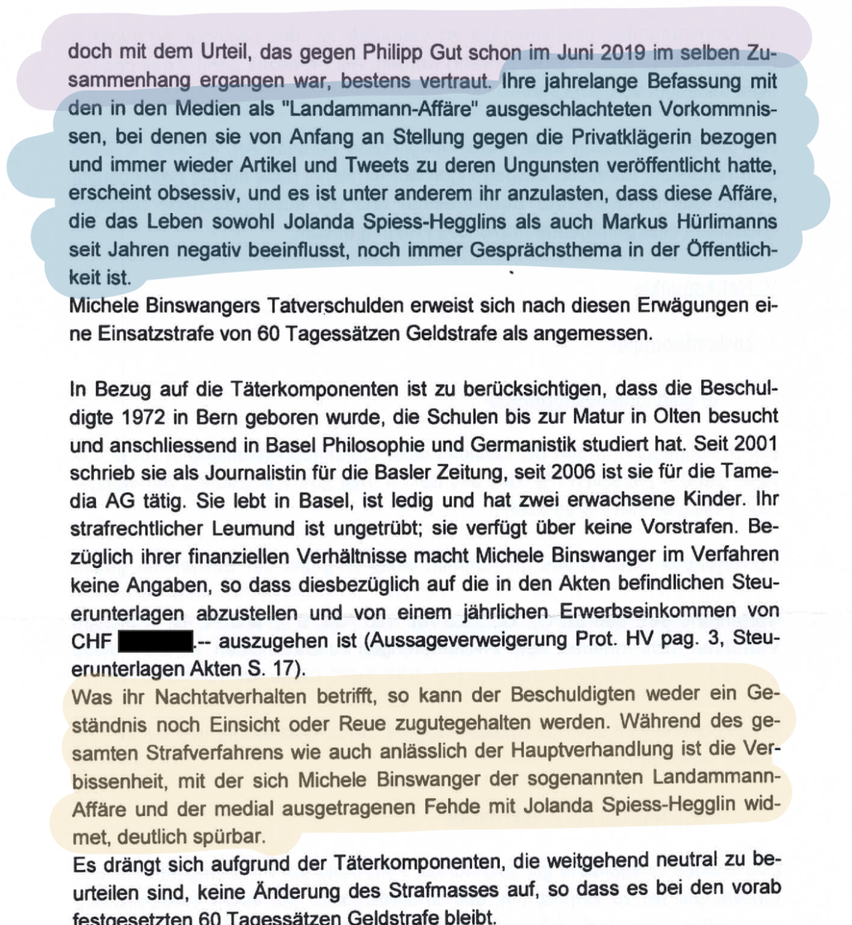 Tamedia-Journalistin – Verleumdung – begründetes Urteil Strafgericht Basel