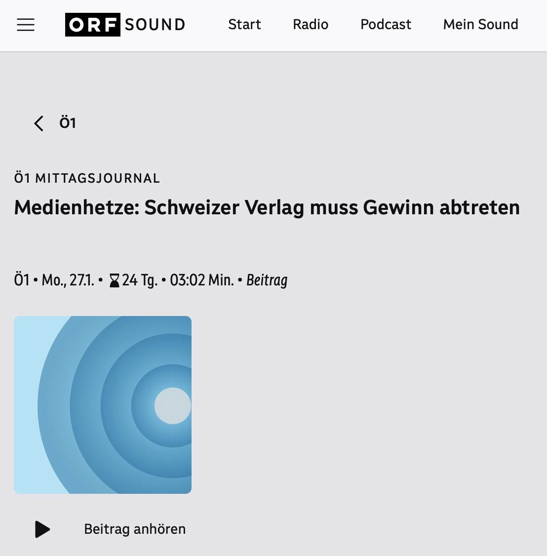 ORF | Ö1 MITTAGSJOURNAL